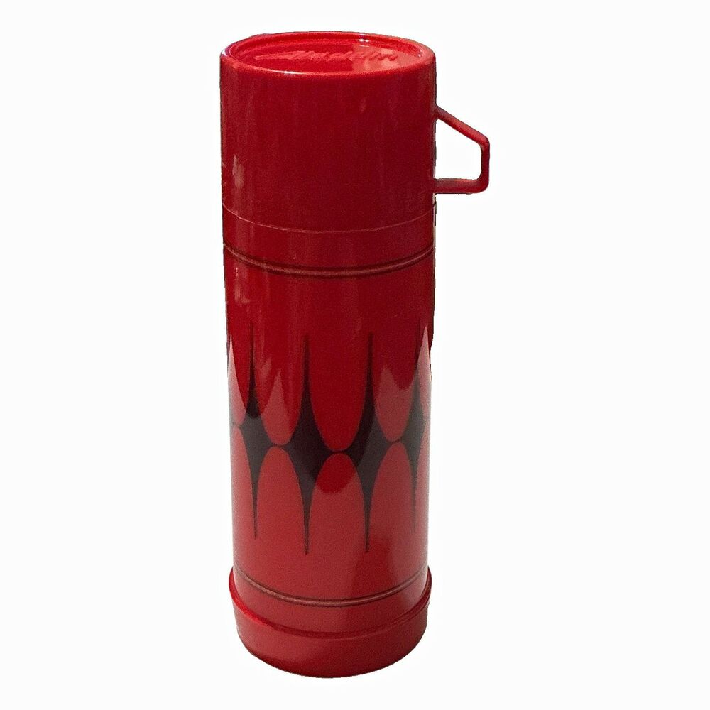 Aladdin 1 qt Vacuum Flask Thermos Insulated w/ Twist Lid, Red/Black 032C